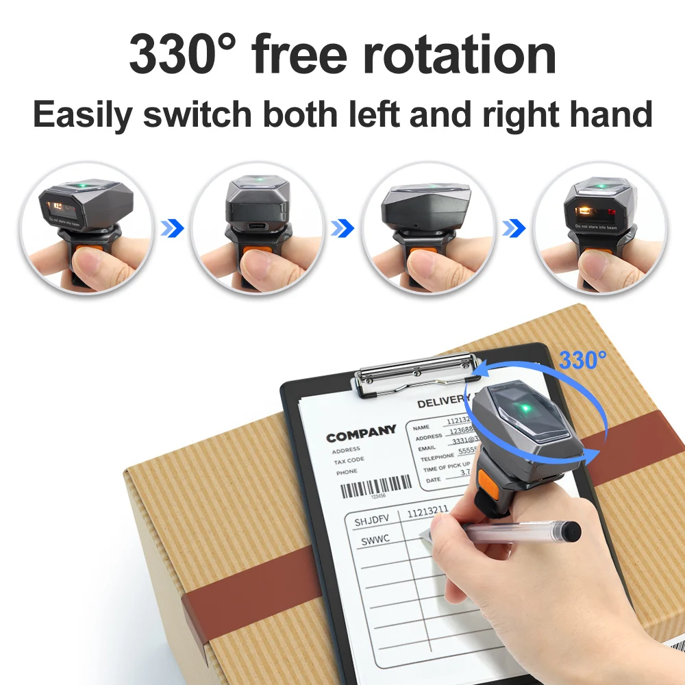 GTCODESTAR GT-S101 2D Wireless Bluetooth Barcode Reader Mini Qr Bar Code Reader Portable Wearable Ring 2.4G USB Barcode Scanner