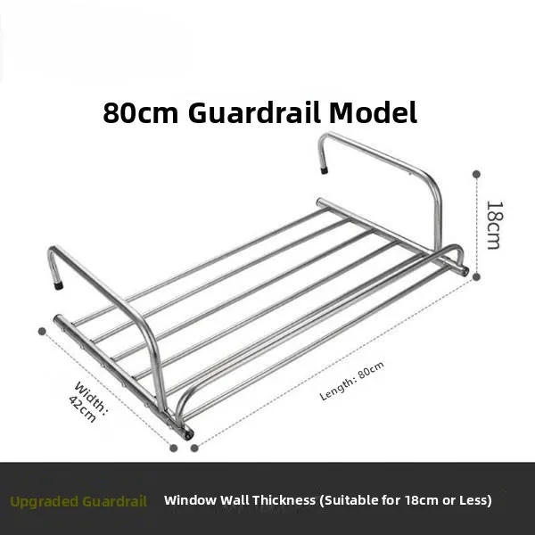 

Stainless Steel Balcony Storage Rack Window Sill Hanging Rod Shoe Drying Rack Outdoor Home Use Window Clothes Drying Rack