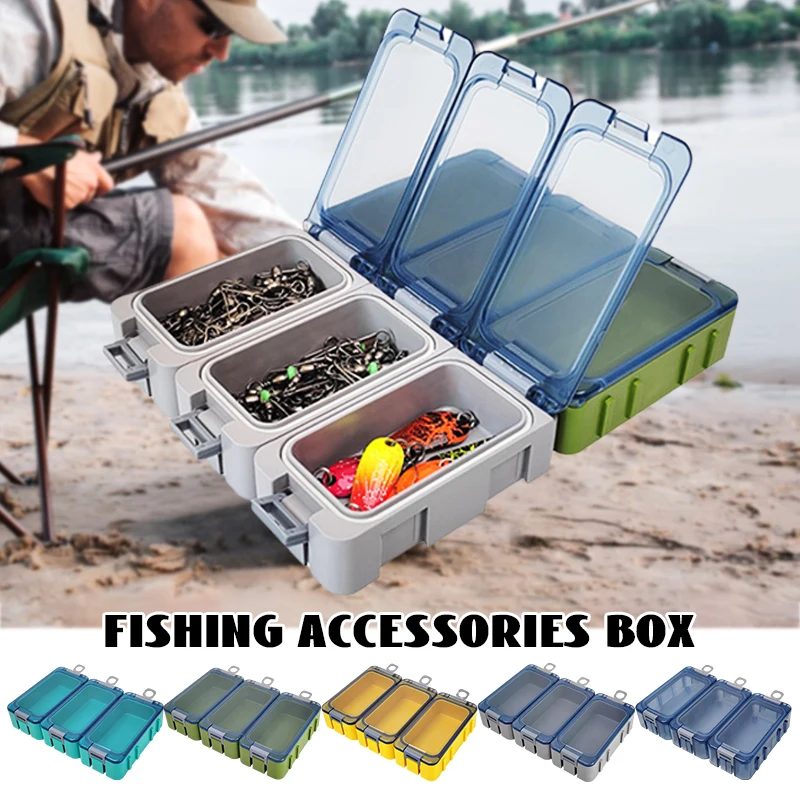 3pc Fishing Accessories Box Portable Mini Plastic Storage Box Hook Container Lure Compartments Organizer Tool Case with Luminous