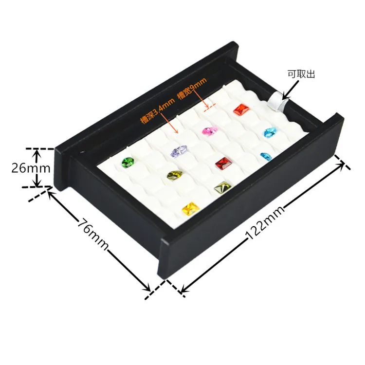PU Leather Bare Stone Gemstone Jewelry Box Magnet Stone Storage Display Box Gem Display Counter Exhibition Lid V Groove Box