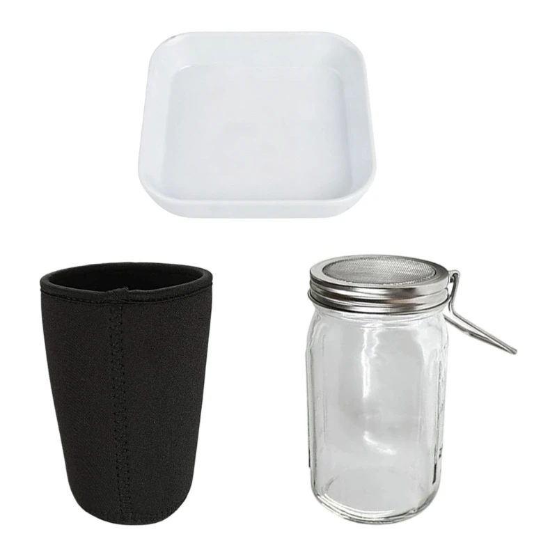 E8BD Clear Wide Mouth Glass Sprouter Container Set With Lid For Fast Seedling Germination