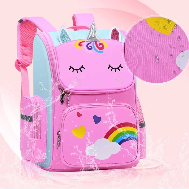 Mochila escolar grande para estudiantes, morral bonito de unicornio de dibujos animados, bolsas para libros de escuela primaria para niñas