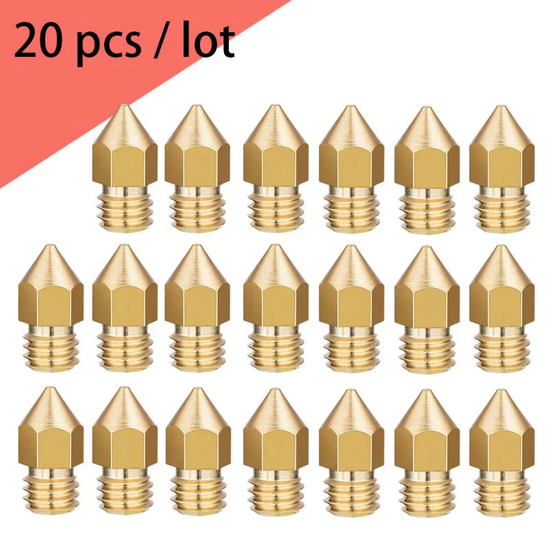 

20pcs MK7 MK8 Nozzle 3D Printer Parts 0.2mm 0.3mm 0.4mm 0.5mm Copper Extruder Threaded 1.75mm 3.0mm Filament Head Brass Nozzles
