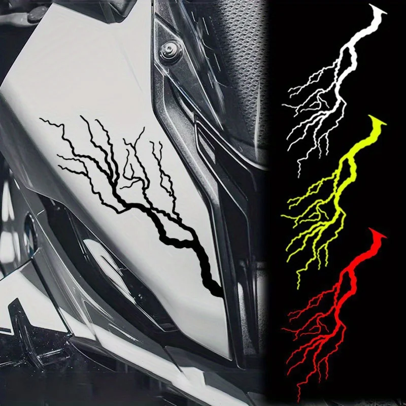 1Pair Creative Lightning Motorcycle Vinyl Decals DIY Scooter Fuel Tank Side Panel Racing Helmet Covers Scratch Protection Sticke