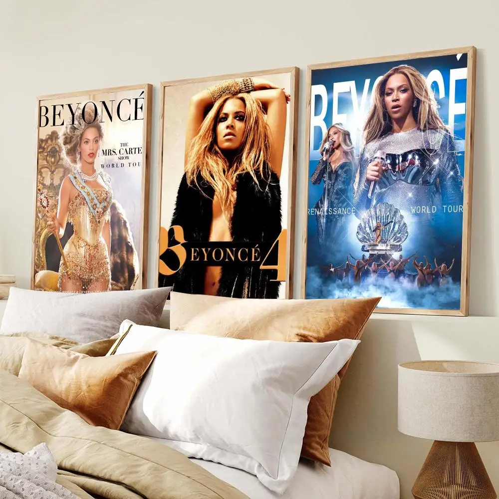 Pop Singer B-Beyonce Music Poster PP Wall Art Prints Poster for Dorm Room Apartment Home Office Room Decor Gift Waterproof