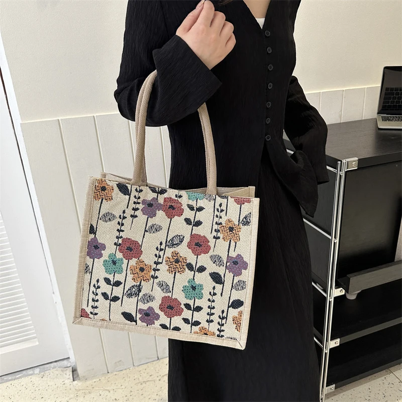 Large Capacity Tote Bag Luxury Designer Handbags For Women 2023 Brand Jacquard Embroidery Canvas Shoulder Bag Big Shopper Bags