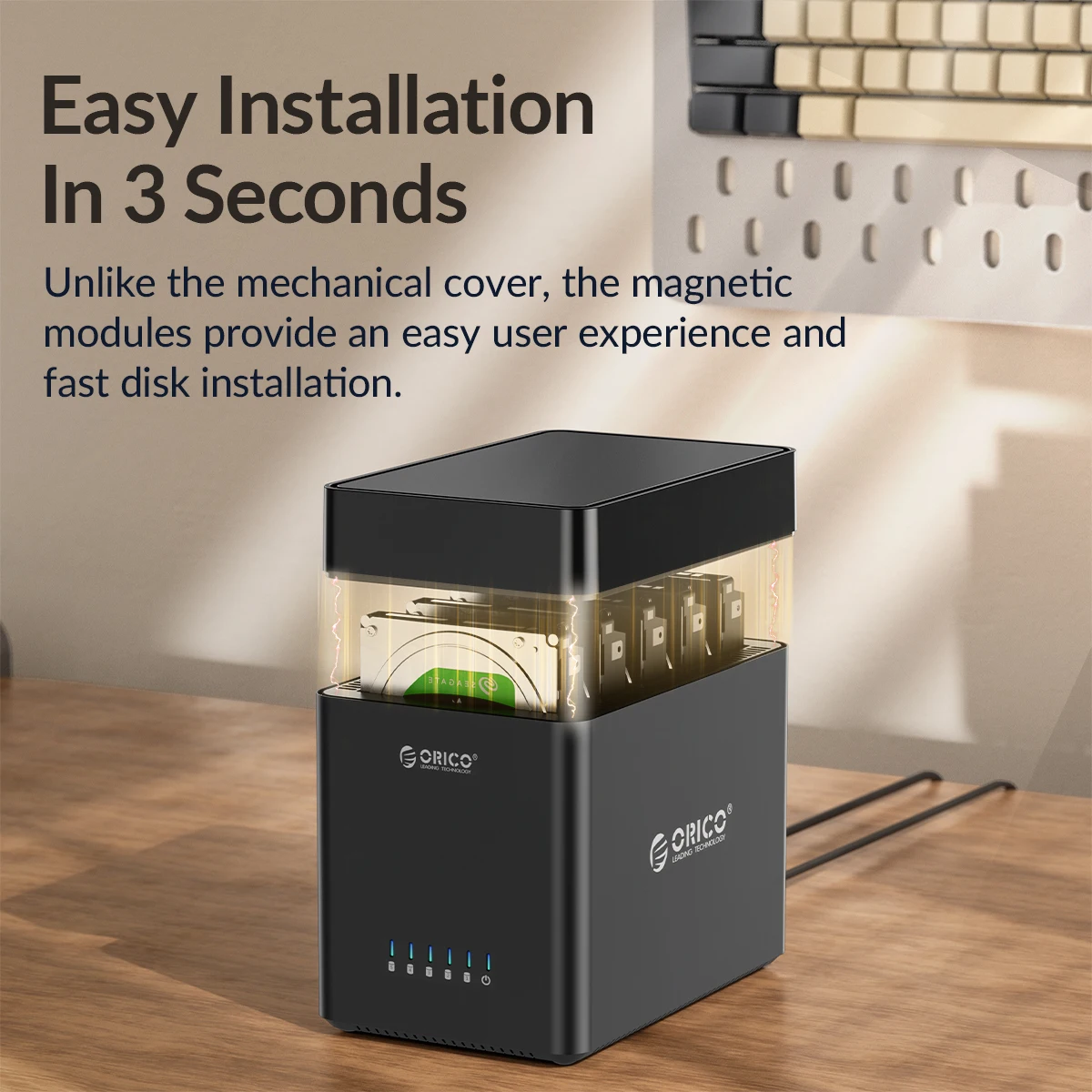 ORICO DS 시리즈 5 베이 3.5'' Type-C 하드 드라이브 인클로저 자기형 SATA3.0 HDD 케이스 12V6.5A Altcoins 마이닝용