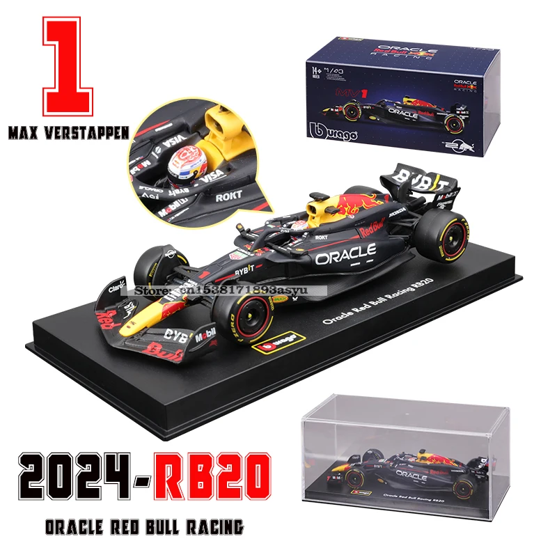 Bburago 1:43 2024 RB20 F1 ريد بول سباق تاغ هوير 2023 RB19 ميامي # 1 Verstappen # 11 لعبة مجسمة مصنوعة من خليط معدني للسيارة