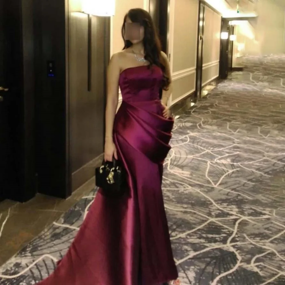

Customized Exquisite Sleeveless Evening Dress Charming Zipper Prom Dress Sexy Strapless Ruffles Party Gown فساتين سهرة فخمة 2025