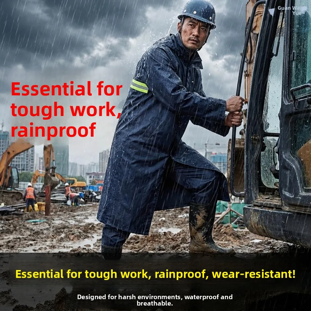 

Thick Oxford Cloth Raincoat Full Body Long Length Vehicle Raincoat Labor Protection Hiking Raincoat for Ad...