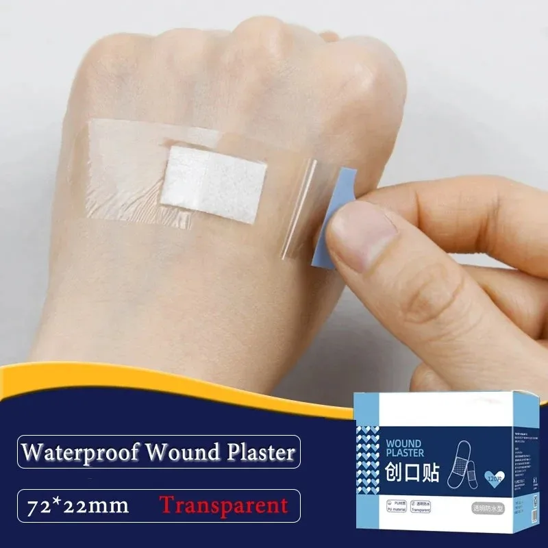 100Pcs/Pack Waterproof Medical Anti-Bacteria Band Aid Bandages For Home Travel First Aid Kit Transparent Adhesive Wound Plaster