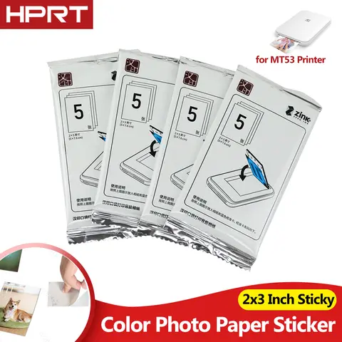 Papel fotográfico colorido 2x3 polegadas papel fotográfico Zink com costas adesivas para impressora fotográfica de bolso HPRT MT53