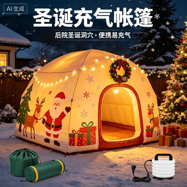 Inflatable Christmas Tent House Santa Holiday Decoration Castle for Courtyard Lawn Garden - Christmas Day Advertisement