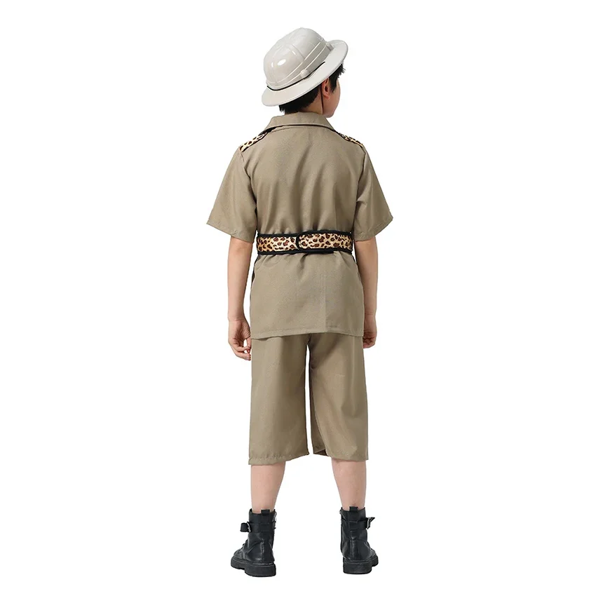 Jungen Dschungel Explorer Kostüm Kinder Abenteuer Anzug Halloween Kostüm für Kinder Kinder Geschenk für Outdoor Forest Fanger Cosplay Set