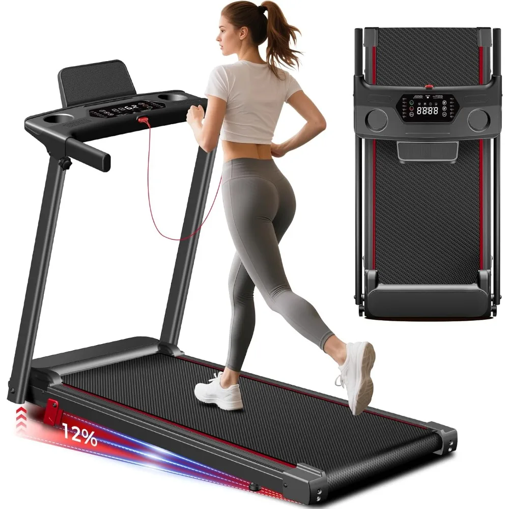 

US Shipping 3-in-1 Portable Folding Treadmill for Home with Incline and Handlebar Quiet Brushless Motor LED Display 300LBS