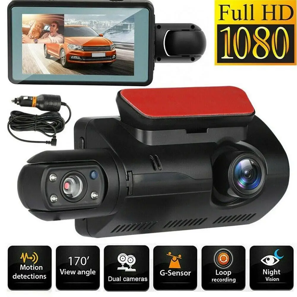 

3.0In Dash Cam Car DVR 1080P Night Version Dash Camera Dual Lens Video Recorder Parking Monitoring Dashcam Mirror Driving Record