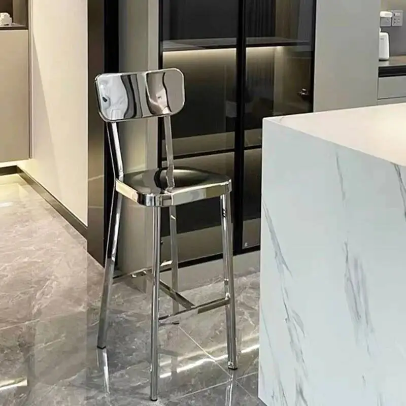 

Стульчик для кормления из нержавеющей стали, барный стул для приема, барный стул в индустриальном стиле, стул со спинкой из нержавеющей стали, кафе, уличные барные стулья