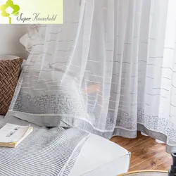 Chinese Style Landscape Painting Embroidered Velvet Lace Tulle Curtains for Window Living Room Bedroom White Sheer Gauze
