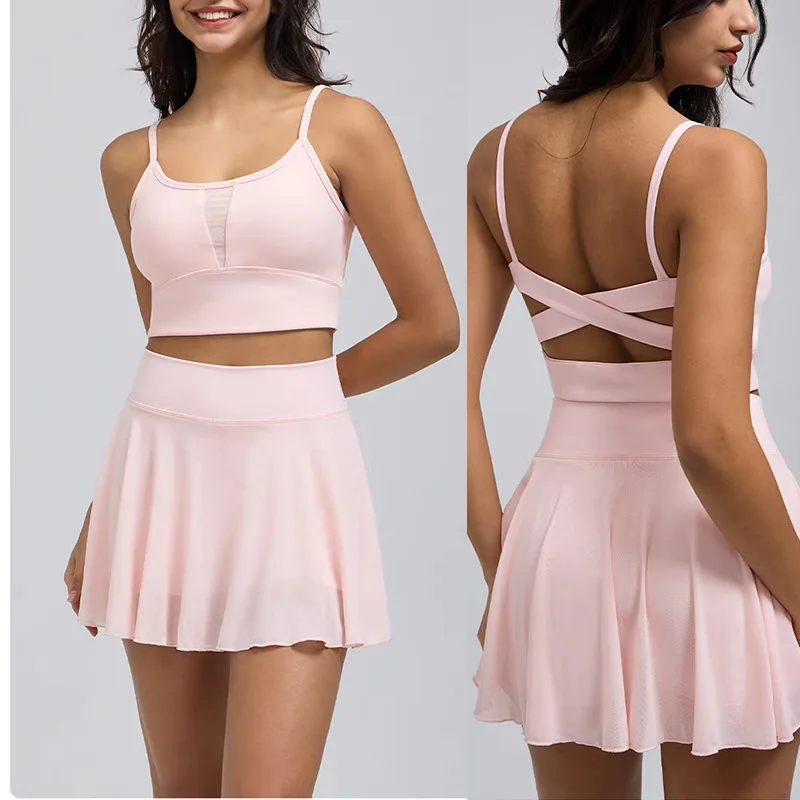 

Женский теннисный комплект, мягкая дышащая красивая спина, плотная эластичная спортивная юбка