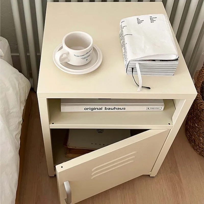 MOMO Home Cream Color Storage Cabinet INS Style Simple Bedside Table Bedroom Organization with Material Storage Solution