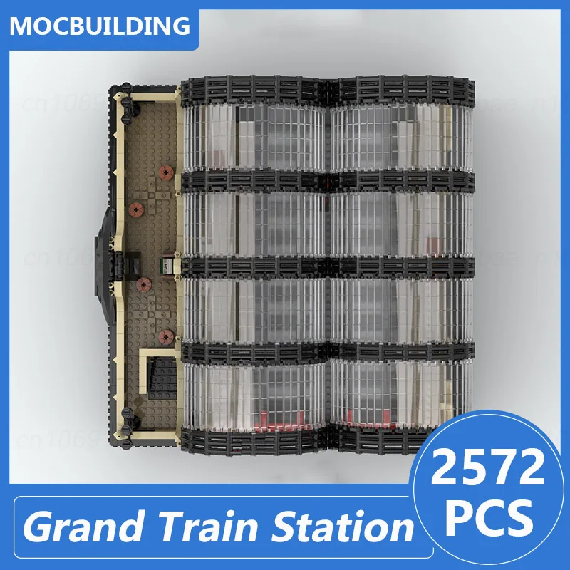 Grand Train Station Model Moc Building Blocks Diy Assemble Bricks Transportation Architecture Display Xmas Toys Gifts 2572PCS