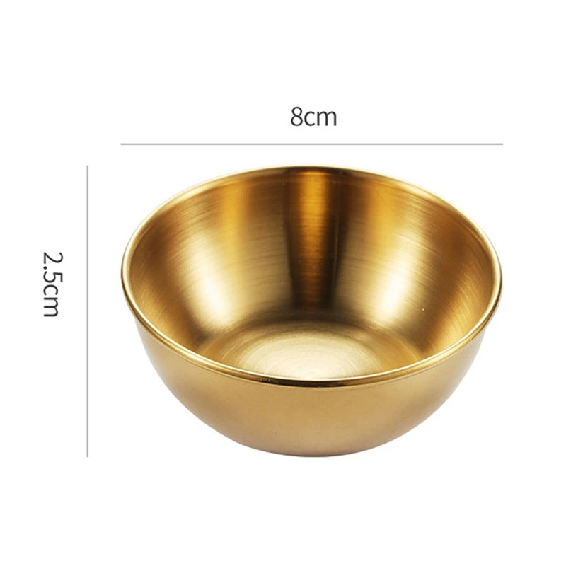 SEWS-4PCS Stainless Steel Round Small Dish Golden Sauce Seasoning Dish Home Restaurant Kitchen Soy Sauce Dish