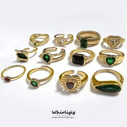 Beautiful Stainless Steel Women Rings Geometric Fashion Index Ring Gold Plated Waterproof No Rusted Daily OL Jewelry Wholesale
