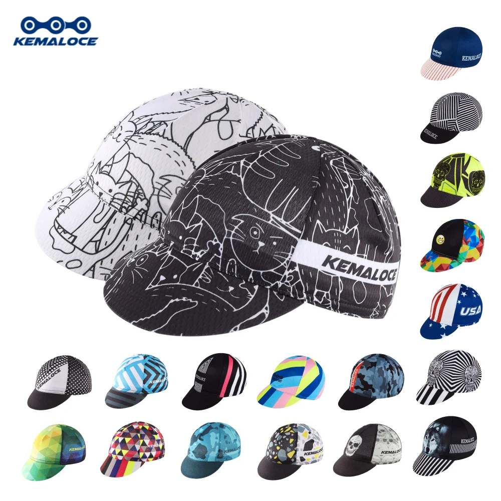 KEMALOCE Cycling Cap Men&Women Under Helmet Summer Elastic Bike Cap Blue/Green/Black Polyester Quick Dry Cycling Pirate Hat