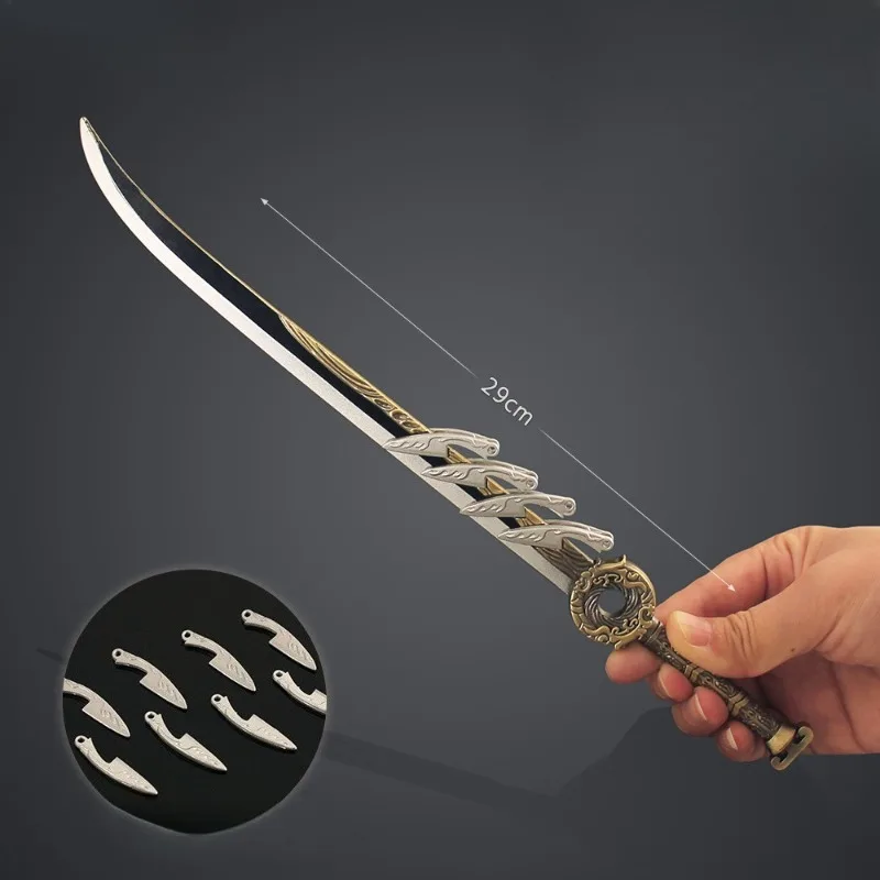 Épée dorée interconnectée Han Li 29cm/11.42 pouces, modèles d'épée de périphériques d'anime, Collection d'exposition de bureau, cadeau d'anniversaire pour filles et garçons