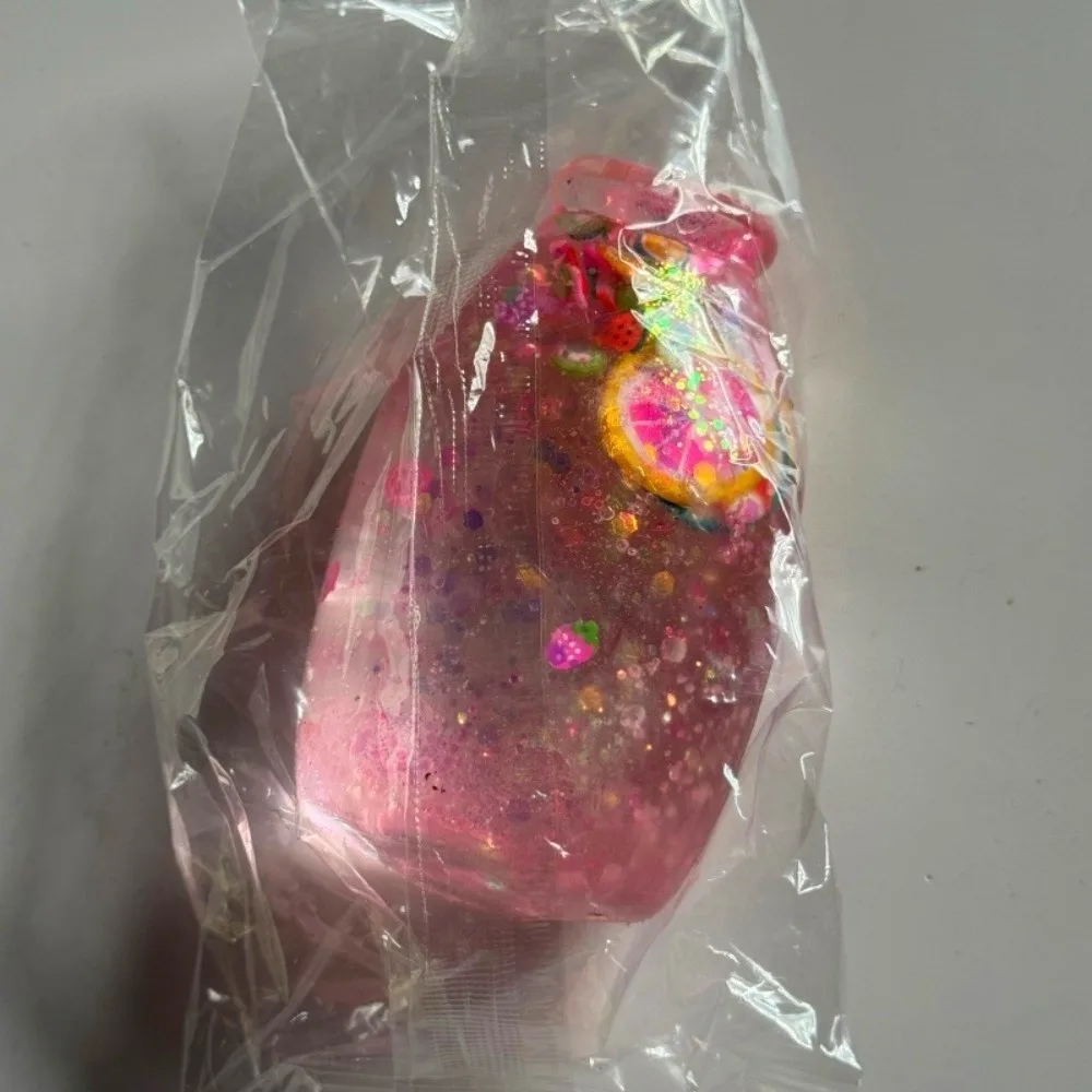 Maltose Fruit Bottle Squishy Toy Stress Relief Flowing Sequins Milk Bottle Squeeze Toy Decompression Soft