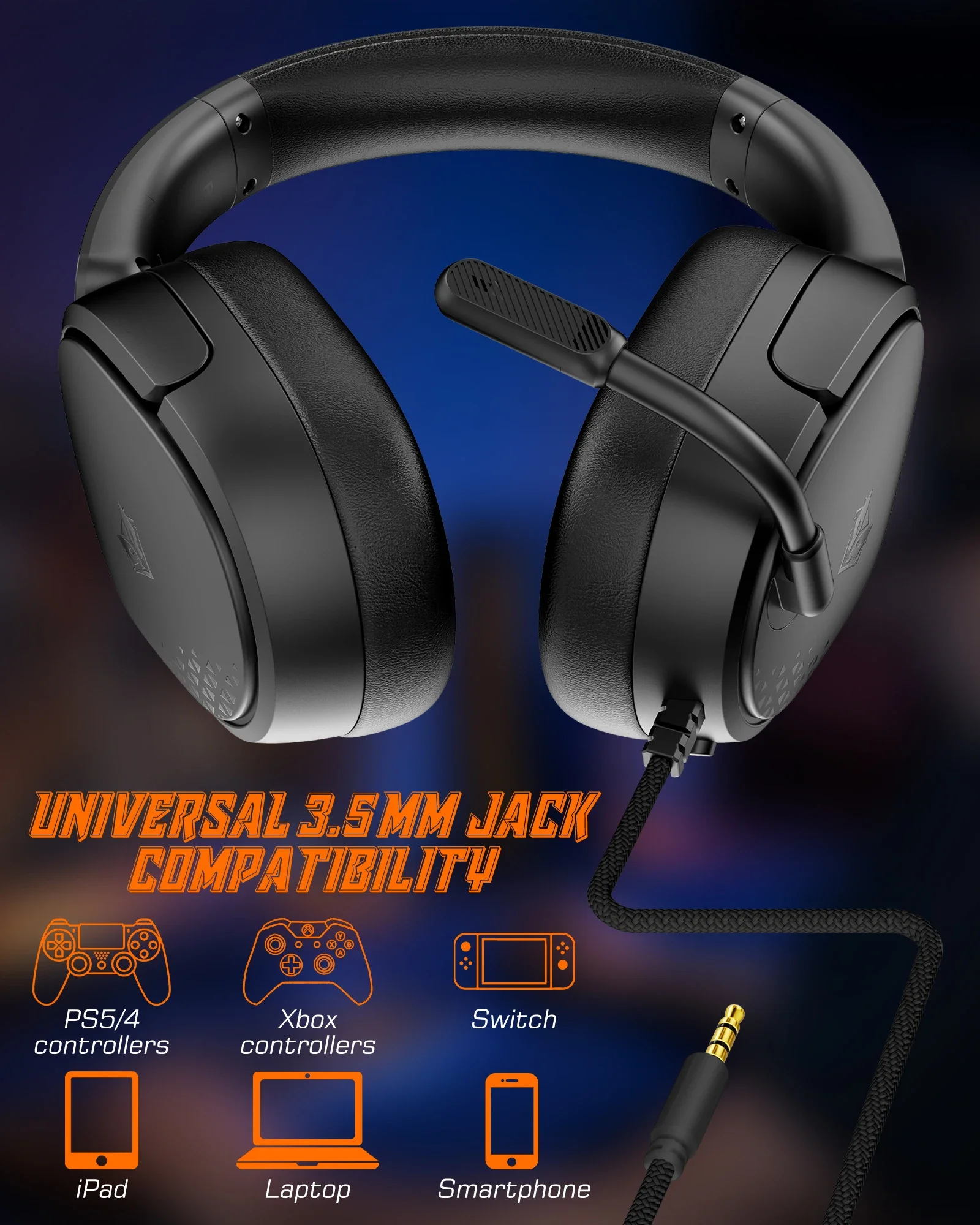 سماعة الألعاب NUBWO HG04L مع ميكروفون لجهاز PS5/PS4، Xbox Series X | S/Xbox One، مقبس سويتش 250 جرام خفيف الوزن 3.5 ملم للألعاب والعمل