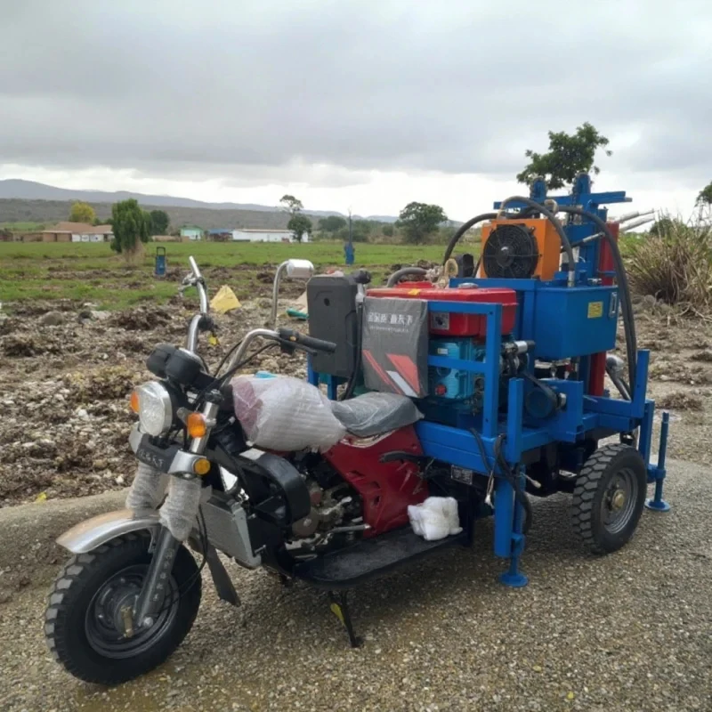 Manufacturer Direct Sales 100M 150M 200M Three-Wheel Motorcycle Small Convenient Water Well Mining Drilling Rig