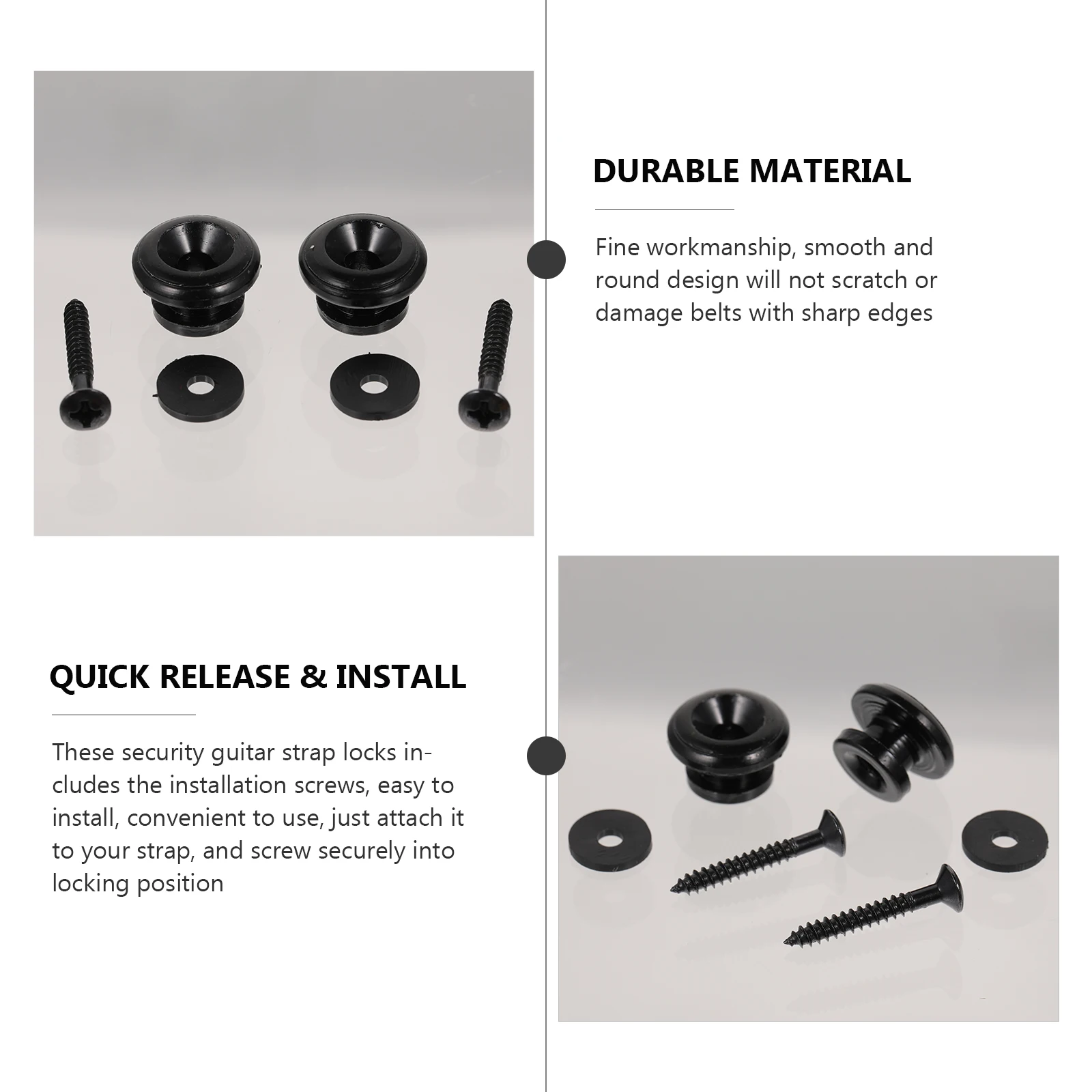

4 pcs Metal Strap Buckle Durable Smooth Round Mushroom Head Guitar Bass Ukulele Parts Suitable Acoustic Electric