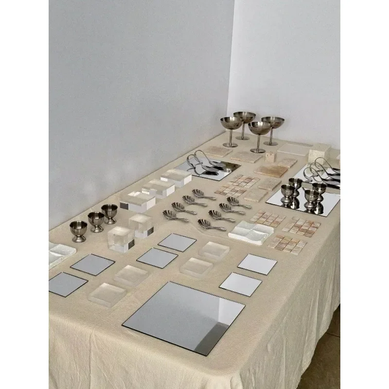 Korean-style sense of order, old money-style dessert table display rack, silver dessert table table, new dessert rack