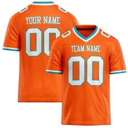 Customized Team Name Number Name Rugby T-shirt Personalized DIY V Neck Orange Mens Sports T Shirt Loose Quick Dry Team Uniform