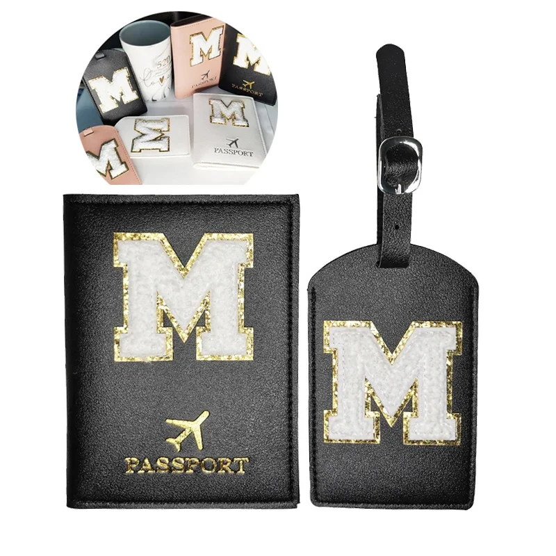 New Fashion Letter Printed Passport Cover Women Men Luggage Tag Passport Holder Flight Ticket Clip Id Holder Travel  Accessories