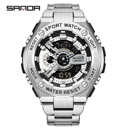 SANDA 3170  Alarm Clock Men's Watch Digital Wristwatches New Handlift Light Multi functional Sports Waterproof and Shockproof