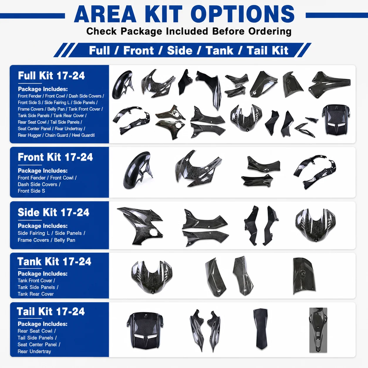 Fairing Kits 100% 3K Dry Carbon Front Fender Side Panel Tail Cover for Yamaha YZF R6 2017 2018 2019 2020 2021 2022 2023 2024 view 4