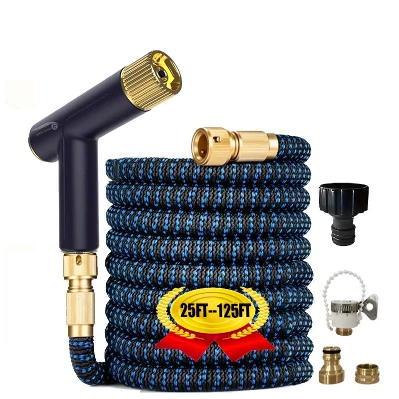 

Garden Water Hose Expandable Double Metal Connector High Pressure RubberReel Magic Water Pipes for Garden Farm Irrigation