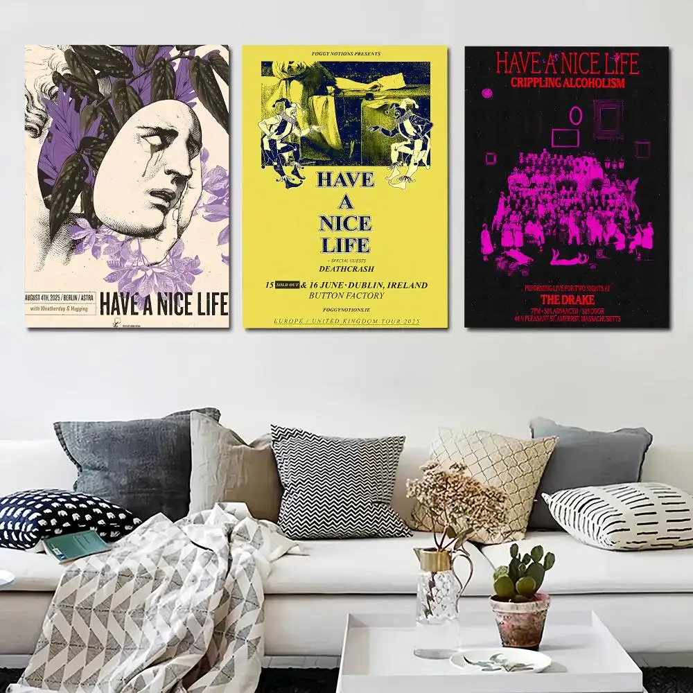 Band H-Have A Nice Life Painting Calligraphy Stylish Canvas Poster Wall Art for Living Room Bedroom Office Home Decor