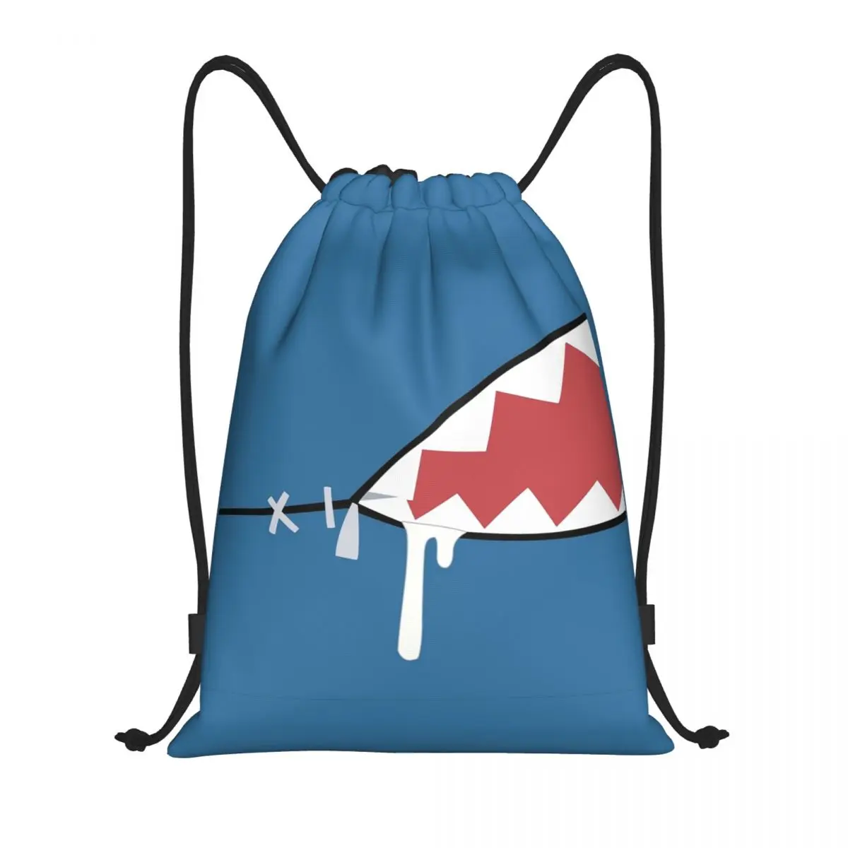 

Gawr Gura Shark Mouth Backpacks Portable Drawstring Bundle Pocket Sports Bag Book Bags for Man Woman Students