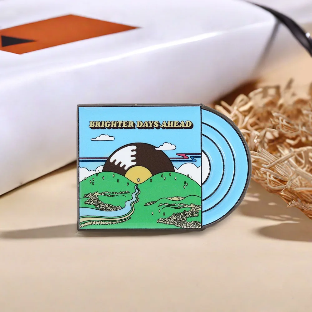 Brighter Days Ahead Vintage Vinyl-Schallplatten-Emaille-Pin Cartoon-Landschaftsbrosche Retro-Musik-Kunst-Anstecknadel Stilvolles Geschenk – Detail 13