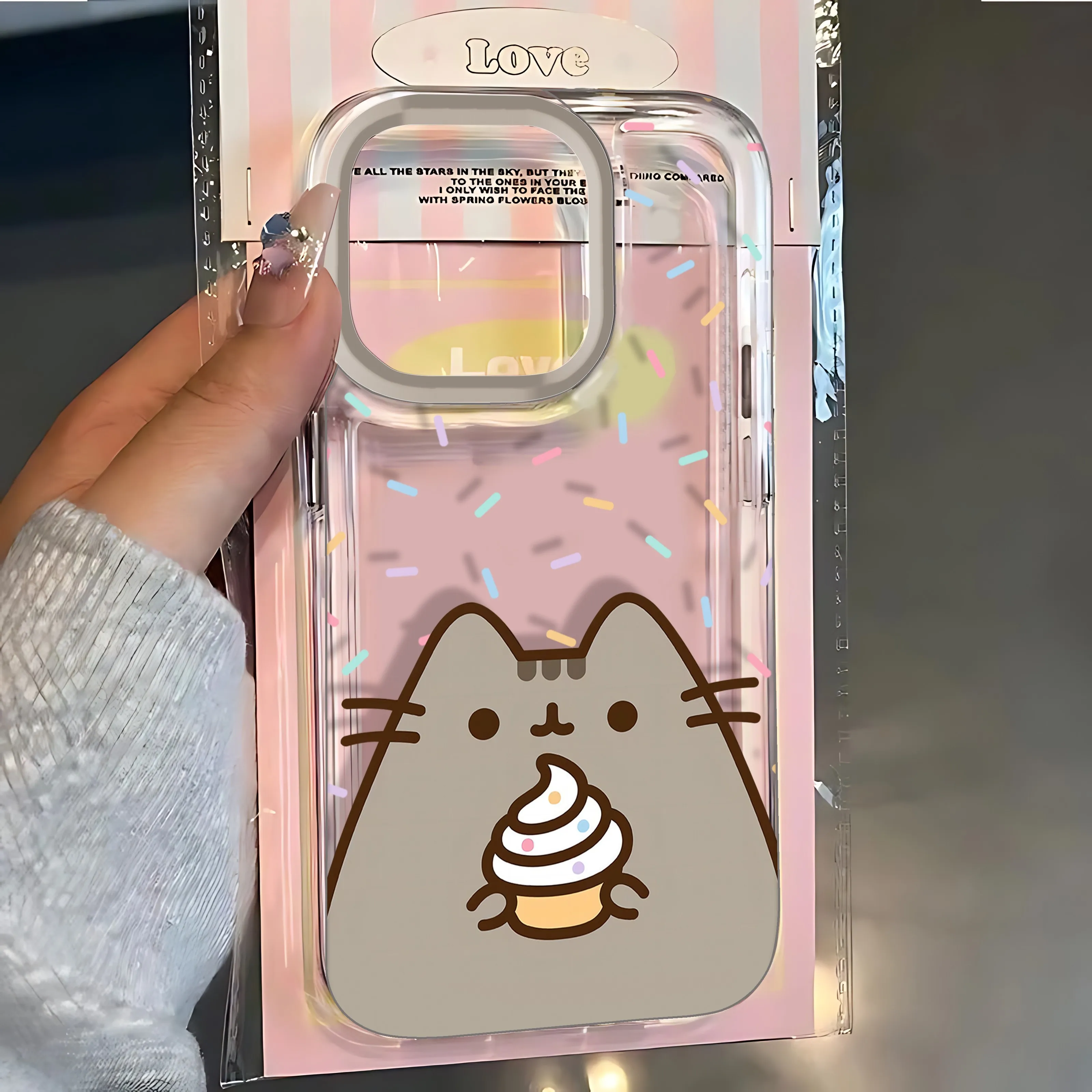 Cartoon Donuts P-Pusheen Katzen Handyhülle für iPhone 17 16 16e 15 14 13 12 11 Mini Pro Max X XR XSMax 7 8 Air Plus Rückseite