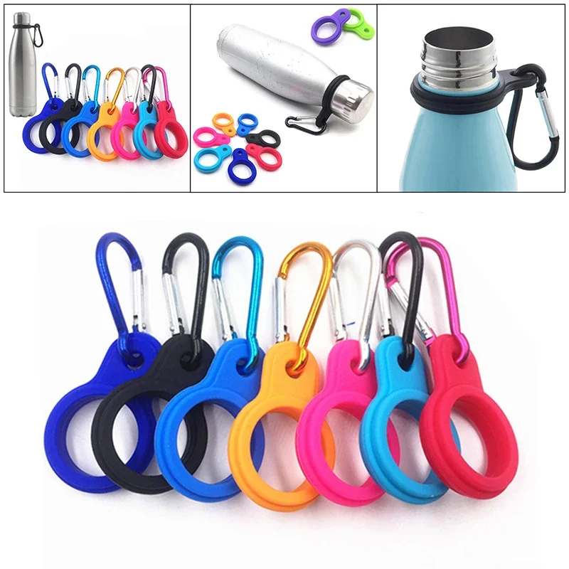 1PC High Quality Aluminum Sports Kettle Buckle Outdoor Carabiner Water Bottle Holder Rubber Buckles Hook Camping Hiking Tool