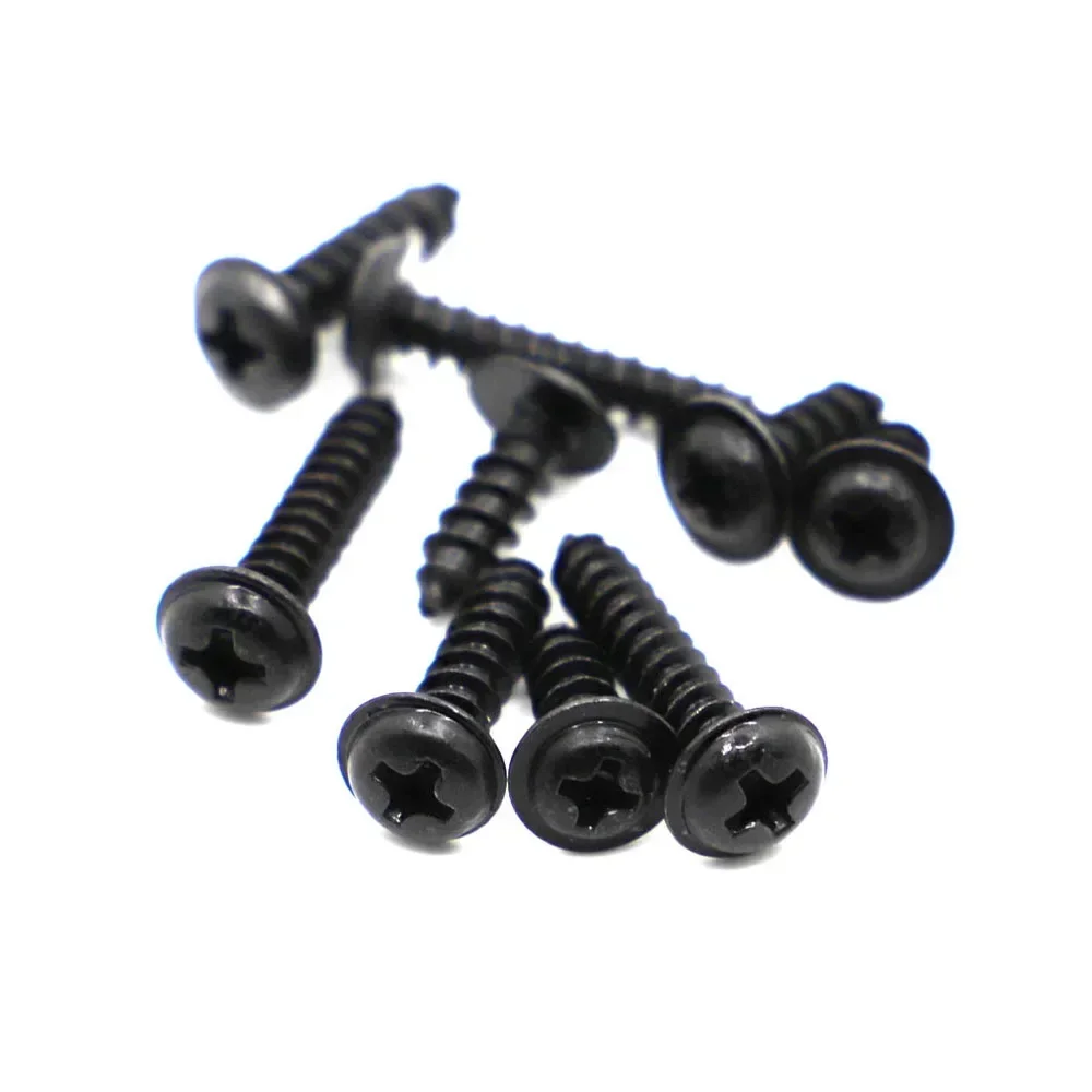 

20-100pcs M1.4 M1.7 M2 M2.3 M2.6 M3 M4 *L 3-30mm PWA Black Carbon Steel Round Head Phillips Screw Self-tapping Screws With Pad