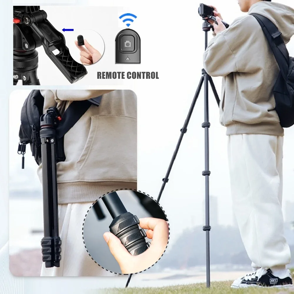 Trípode de aleación de aluminio para cámara profesional portátil de 59,84 pulgadas/152cm de alto con abrazadera para teléfono Control remoto para Canon Nikon SLR GoPro