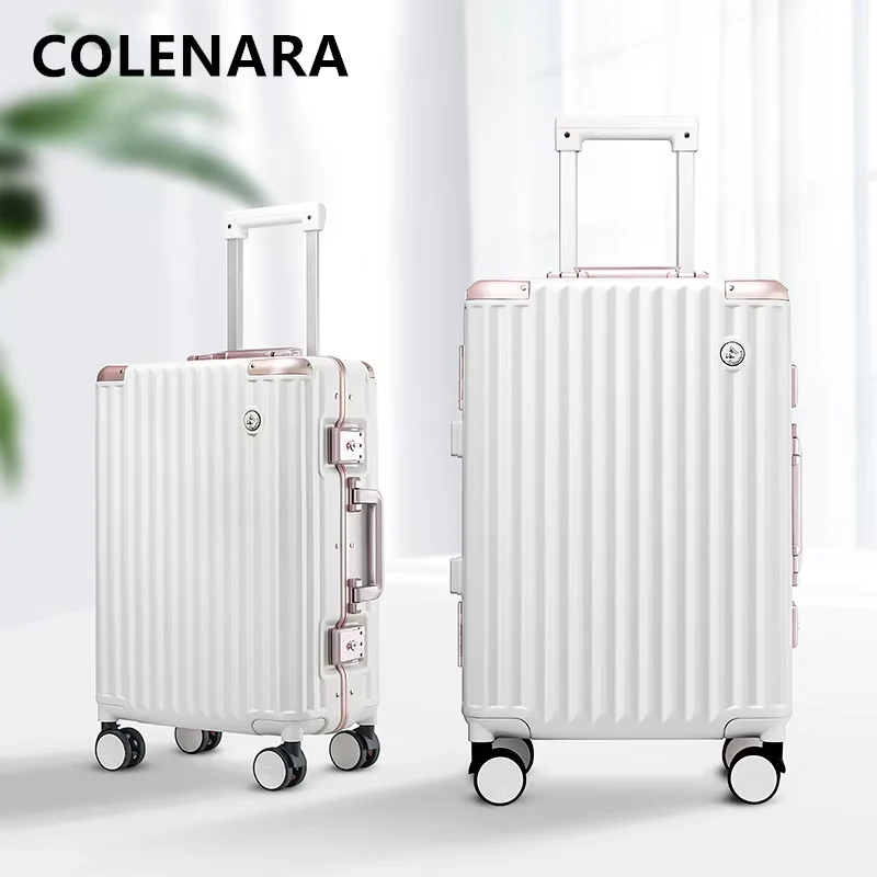 COLENARA-Mala de Viagem Portátil, Trolley Feminino, Mala de Bagagem, Moldura De Alumínio, Mala De Embarque, ABS e PC, 20 ", 22", 24 ", 26"