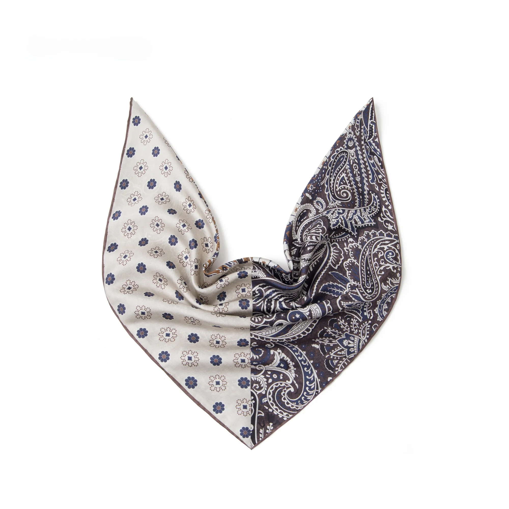 メンズストリートスタイルペイズリーシルクスクエアスカーフ、ファッショナブルな水玉模様、アウトドアサイクリングアクセサリー、多用途、小花柄デザイン