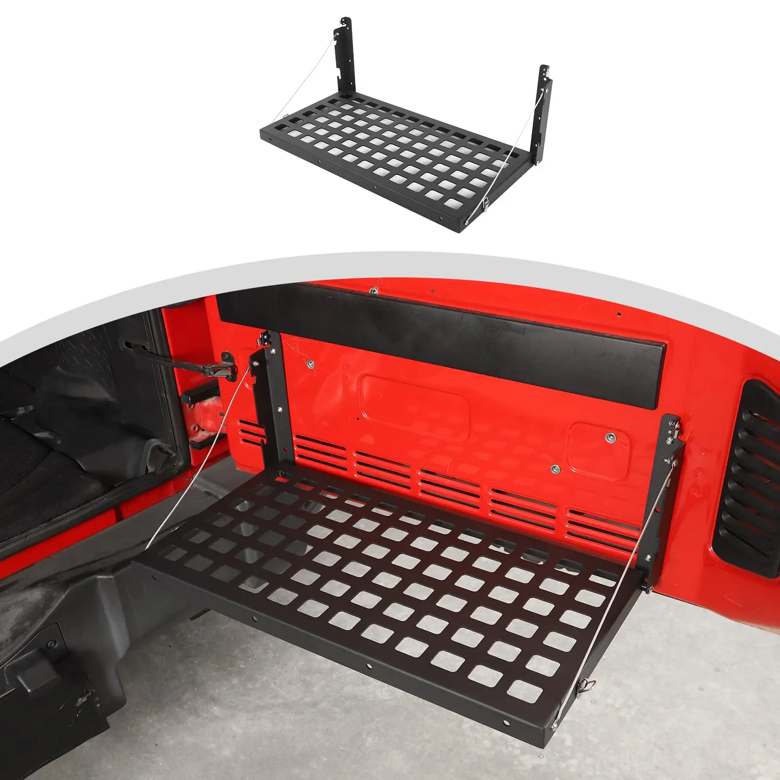 

For Jeep JK Tailgate Table Rear Foldable Cargo Shelf Aluminum Alloy Storage Rack for 2007-2017 Jeep Wrangler JK Accessories