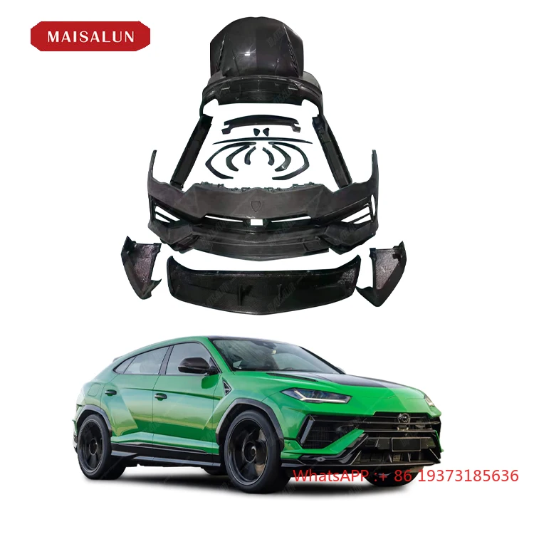 Super Car Conversion for Lamborghini URUS 18-22 to 23+ P Style Body Kits Car Bumpers Hood Spoiler Dry Carbon Fiber+PP Material